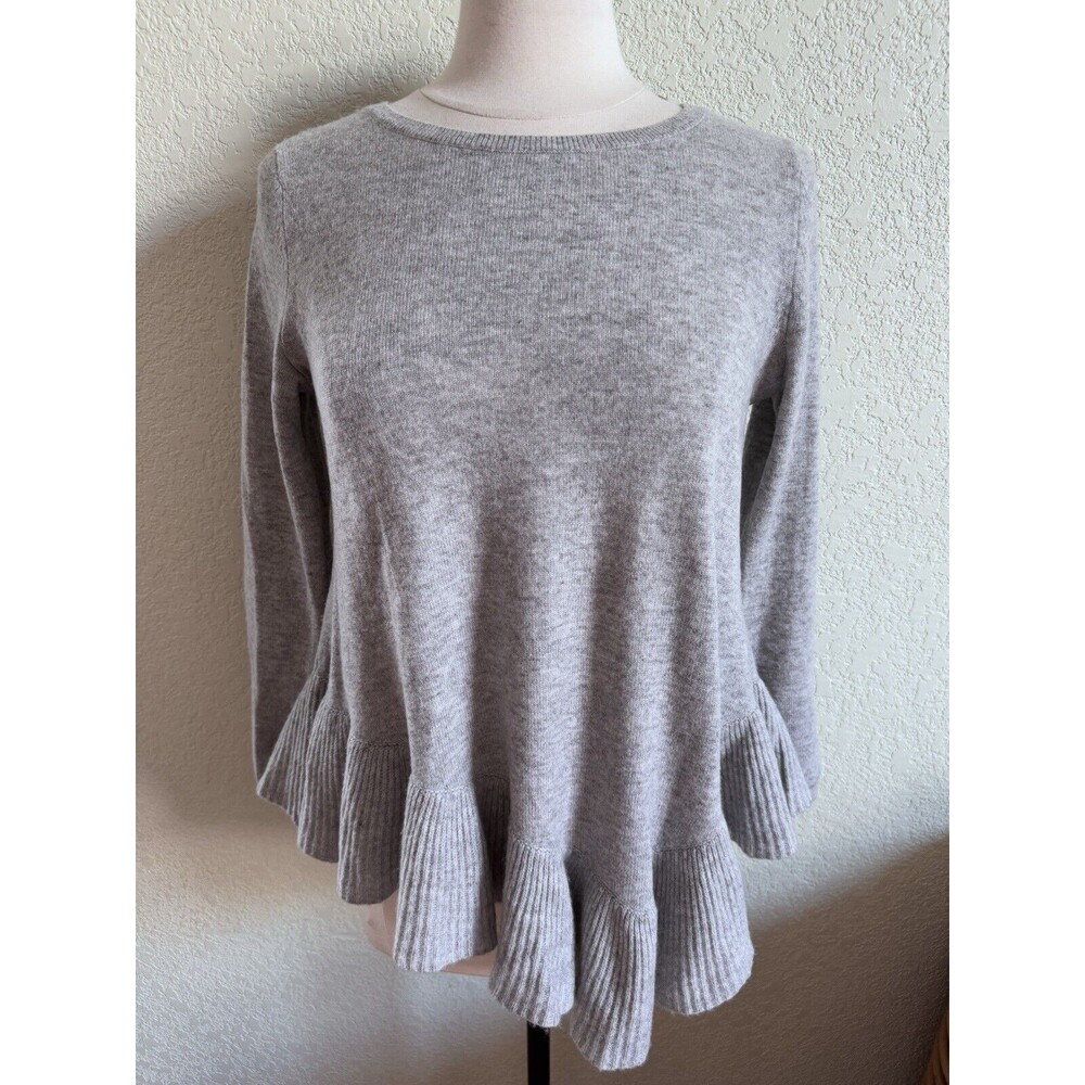 Joie Sweater Womens XS Gray Wool Cashmere Ruffle Asymmetrical Tambrel Tunic
